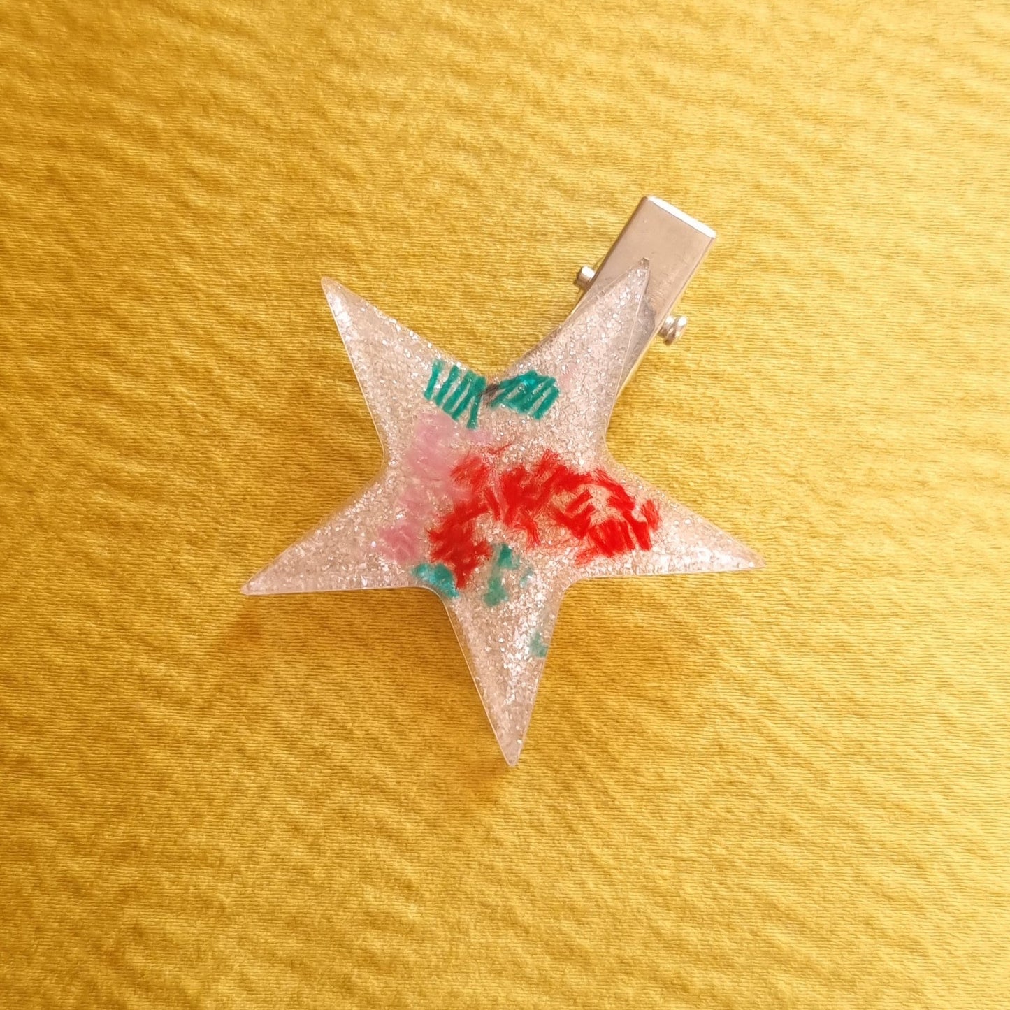 White Cherry Blossom Mini Star Resin Hair Clip