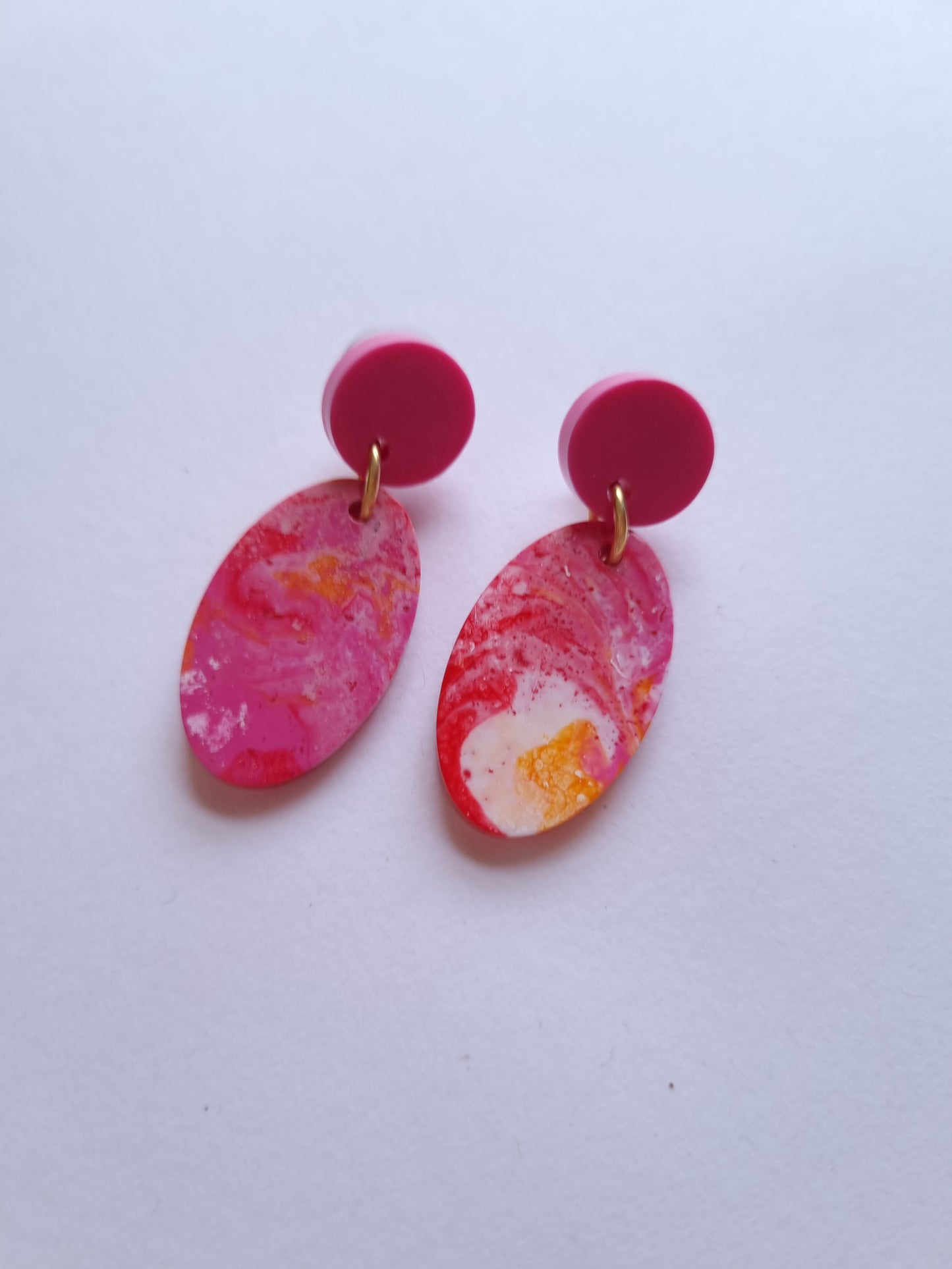 Seconds Pink Marble Eco Resin Geometric Earrings