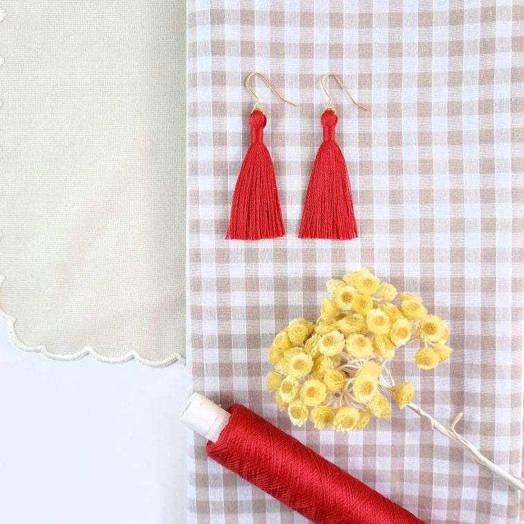 Red Silk Tassel Earrings