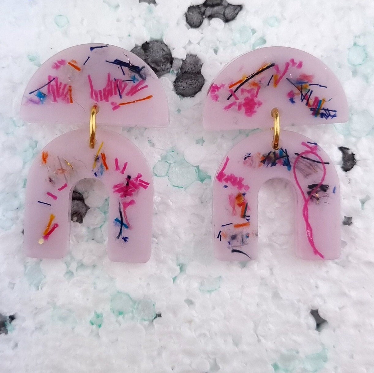 Confetti Lilac Eco Resin Geo Earrings